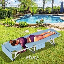 Lake Blue Adjustable Camping Cot with Convertible Face-Down Lounge Feature