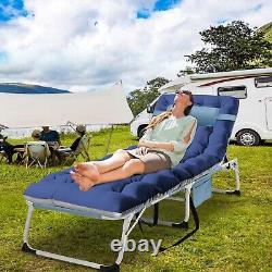 Lake Blue Adjustable Camping Cot with Convertible Face-Down Lounge Feature