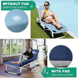 Lake Blue Adjustable Camping Cot with Convertible Face-Down Lounge Feature