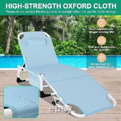 Lake Blue Adjustable Camping Cot with Convertible Face-Down Lounge Feature