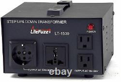 LiteFuze 1500W Voltage Converter Transformer Step Up/Down 110V/220V(VT-1500)