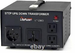 LiteFuze 2000W Voltage Converter Transformer Heavy Duty Step Up/Down(LT-2000UD)