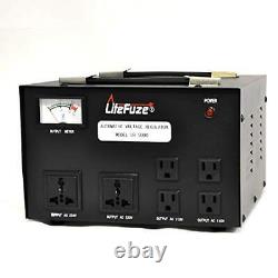 LiteFuze 5000 Watt Voltage Converter Transformer Heavy Duty Regulator Meter