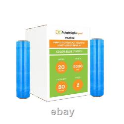 Machine Cast Stretch Wrap 20 x 5000 feet 80 Ga Tint BLUE Shrink Film 2 Rolls