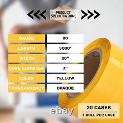 Machine Stretch Wrap 20 x 5000' 80 Gauge 20 Rolls Dark Yellow Shrink Film