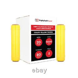 Machine Stretch Wrap, 20 x 5000' 80 Gauge Tinted Yellow Shrink Film 2 Rolls