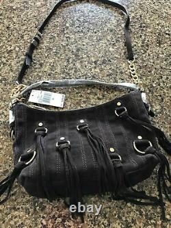 Michael Kors Presley Coffee Suede Fringe MD Convertible Shoulder Bag Handbag NWT