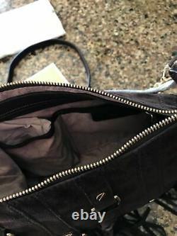 Michael Kors Presley Coffee Suede Fringe MD Convertible Shoulder Bag Handbag NWT