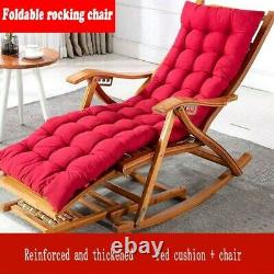 Modern Adjustable Folding Rocking Chair Bamboo Backrest Home Foot Massage Lounge