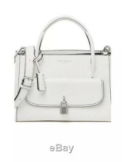 NWT Marc Jacobs Lock That Leather Tote Bag White silver