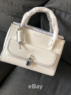 NWT Marc Jacobs Lock That Leather Tote Bag White silver