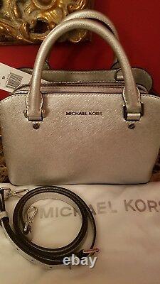 NWT Michael Kors Savannah Satchel Crossbody Silver SOLD OUT Messenger bag