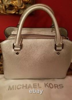 NWT Michael Kors Savannah Satchel Crossbody Silver SOLD OUT Messenger bag