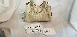 Nwt Brahmin Elisa Limestone Tri Texture Leather Melbourne Croc