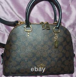 Nwt Coach Katy Sig C's Crossbody Satchel Purse Brown Black Canvas Leather 2558