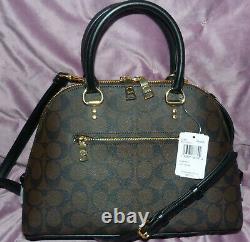 Nwt Coach Katy Sig C's Crossbody Satchel Purse Brown Black Canvas Leather 2558