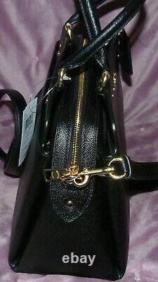 Nwt Lg Coach Black/gold Leather Lillie Crossbody Carryall Handbag $428 91493