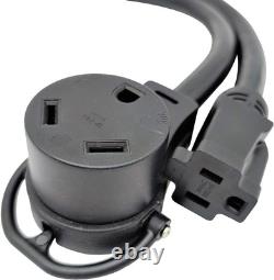 Parkworld 885200 Splitter, RV 50A to 30A & 15A V Adapter Cord 14-50P Black