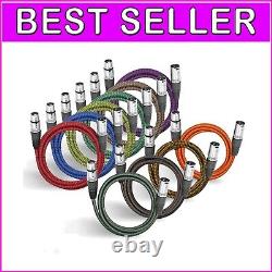 Premium 10 Pack Heavy Duty XLR Cables, 25ft Each Multi-Colored for Track Ease