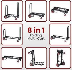 Pyle Compact Folding Adjustable Equipment Cart Heavy Duty 8-in-1 Convertible C