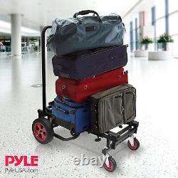 Pyle Compact Folding Adjustable Equipment Cart Heavy Duty 8-in-1 Convertible C
