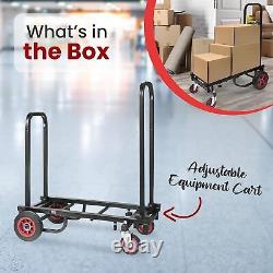 Pyle Compact Folding Adjustable Equipment Cart Heavy Duty 8-in-1 Convertible C