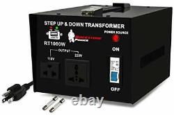 ROCKSTONE POWER 1000 Watt Voltage Converter Transformer Heavy Duty Step Up/