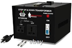 ROCKSTONE POWER 2000 Watt Voltage Converter Transformer Heavy Duty Step Up/