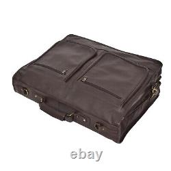 Real Leather Suit Garment Carrier Travel Weekend Bag With Strap CANICO Brown