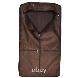 Real Leather Suit Garment Carrier Travel Weekend Bag With Strap CANICO Brown