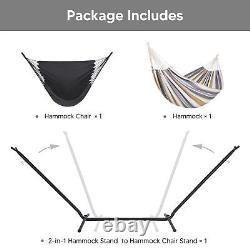 SUNCREAT 2-in-1 Convertible Double Hammocks 2 Person Heavy Duty, Large Patio