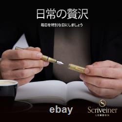 Scriveiner Luxury Edc Fountain Pen Medium Point, Stunning Heavy Brass Pocket Pen