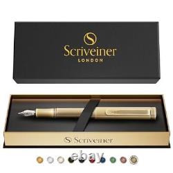 Scriveiner Luxury Edc Fountain Pen Medium Point, Stunning Heavy Brass Pocket Pen