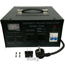 SevenStar 3000W Heavy-Duty Voltage Converter Stabilizer 3000 watt 110v 220v 240v