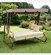 Somerset Garden Brown Cream 3seater Swing Converts To Bed Heavyduty Strong Frame
