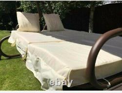 Somerset Garden Brown Cream 3Seater swing converts to bed HeavyDuty Strong Frame
