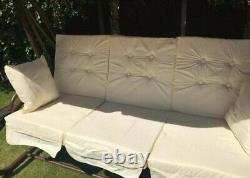 Somerset Garden Brown Cream 3Seater swing converts to bed HeavyDuty Strong Frame
