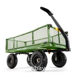 Steel Utility Cart 4 cu. Ft. Convertible to Flat Bed Pull Push Handle 800 lb Cap