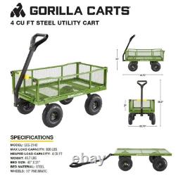 Steel Utility Cart 4 cu. Ft. Convertible to Flat Bed Pull Push Handle 800 lb Cap