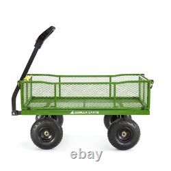 Steel Utility Cart 4 cu. Ft. Convertible to Flat Bed Pull Push Handle 800 lb Cap