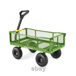 Steel Utility Cart 4 cu. Ft. Convertible to Flat Bed Pull Push Handle 800 lb Cap