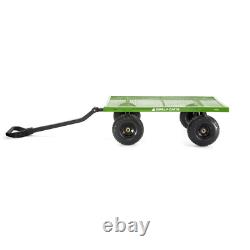 Steel Utility Cart 4 cu. Ft. Convertible to Flat Bed Pull Push Handle 800 lb Cap