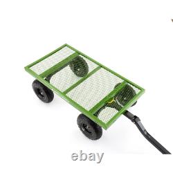 Steel Utility Cart 4 cu. Ft. Convertible to Flat Bed Pull Push Handle 800 lb Cap