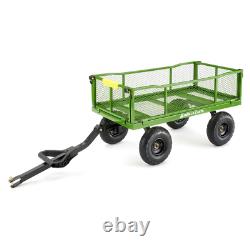 Steel Utility Cart 4 cu. Ft. Convertible to Flat Bed Pull Push Handle 800 lb Cap