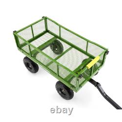 Steel Utility Cart 4 cu. Ft. Convertible to Flat Bed Pull Push Handle 800 lb Cap