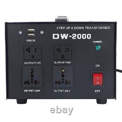 (UK Plug)2000W Voltage Converter Transformer Heavy Duty Step Up AC 110V To 220V
