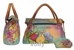 Womens Anuschka Hand Painted Leather Fruity Fiesta East West Convertible Handbag