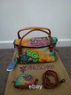 Womens Anuschka Hand Painted Leather Fruity Fiesta East West Convertible Handbag