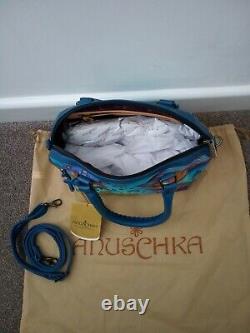 Womens Anuschka Leather Hand Painted Tropical Dream Tote Cross Body Handbag