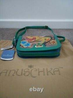 Womens Anuschka Leather Hand Painted Two For Joy 14001-TFJ Cross Body Handbag